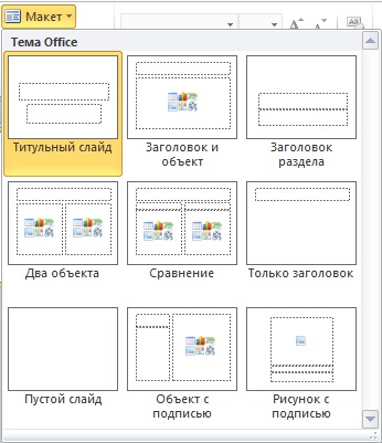 Макеты слайдов